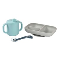 Set de masa silicon cu cana Beaba Blue - 6