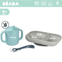 Set de masa silicon cu cana Beaba Blue - 4