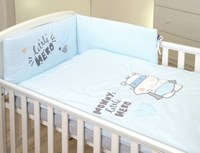 Set lenjerie din bumbac cu protectie laterala pentru pat bebelusi Hero Blue 120 x 60 cm - 3