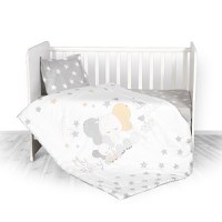 Set lenjerie pat 3 piese bumbac ranforce Cosy Grey Elephant Stars - 1