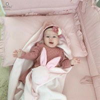 Set lenjerie patut 5 piese cu volanase cu pilota si perna din bumbac pentru patut 120x60 cm Colectia Royal Powder Pink MimiNu - 6