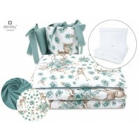 Set lenjerie patut 5 piese MimiNu cu pilota si perna din bumbac pentru patut 120x60 cm Sweet deer mint - 4