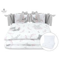 Set lenjerie patut cu 6 piese MimiNu din bumbac cu pilota perna si aparatori laterale 120x60 cm Lulu Rose - 4