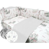 Set lenjerie patut cu 6 piese MimiNu din bumbac cu pilota perna si aparatori laterale 120x60 cm Lulu Rose - 2