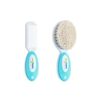 Set pieptan si perie din peri naturali BabyJem Blue - 2