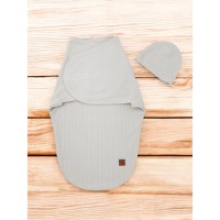 Sistem de infasare si caciulita MimiNu din bumbac Soft Gray - 1