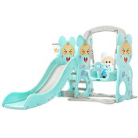 Spatiu de joaca 3 in 1 cu leagan si tobogan Nichiduta Happy Baby Blue - 2