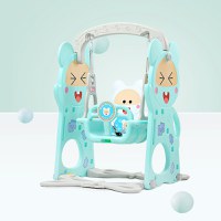 Spatiu de joaca 3 in 1 cu leagan si tobogan Nichiduta Happy Baby Blue - 1