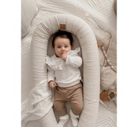 Suport de dormit Babynest 2 in 1 BabySteps bara protectie patut Premium din in Natural 95x53 cm - 6