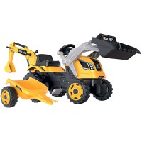 Tractor cu pedale si remorca Smoby Builder Max galben - 1