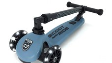 Trotineta copii pliabila cu roti luminoase Scoot Ride HighwayKick 3 Steel Bleu