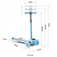 Trotineta cu inaltime reglabila si roti cu lumini LED Ricokids Piko Albastru - 8