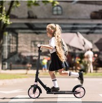 Trotineta pliabila cu amortizor City Scooter negru si roz - 5