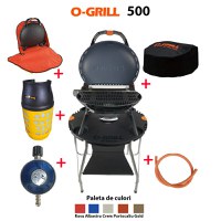 Pachet Complet O-grill 500 + Masa O-grill + Kit furtun GPL 1.5m Ceas butelie + Geanta de transport + Husa de protectie + Butelie Compozit 26.2L - 1