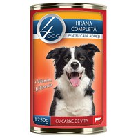 4Dog Conserva cu Carne de Vita, 1250 g - 1