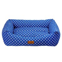 4DOG Deluxe Makarons, pat dreptunghiular câini, bumbac, impermeabil, albastru, M-XL(78x60x22cm) - 1