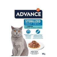 ADVANCE Sterilised, Cod, hrană umedă pisici sterilizate, (în sos) ADVANCE Sterilised, Cod, plic hrană umedă pisici sterilizate, (în sos), 85g - 1