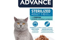 ADVANCE Sterilised, Cod, hrană umedă pisici sterilizate, (în sos) ADVANCE Sterilised, Cod, plic hrană umedă pisici sterilizate, (în sos), 85g