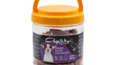 AGILITY Cârnăciori Uscați, XS-XL, Rață, găletușa recompense câini, 500g