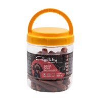 AGILITY Cârnăciori Uscați, XS-XL, Vită, găletușa recompense câini, 500g - 1