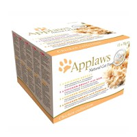 APPLAWS Chicken Selection Multipack, 4 arome ( Pui, Pui și Șuncă, Pui și Dovleac, Pui și Brânză), pachet mixt, conservă hrană umedă pisici, 70g x 12 - 1