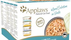 APPLAWS Supreme Collection Multipack, 4 arome (Ton, Pui, Peste Oceanic, Pui și Brânză), pachet mixt, conservă hrană umedă pisici, 70g x 12