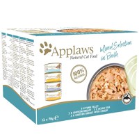 APPLAWS Supreme Collection Multipack, 4 arome (Ton, Pui, Peste Oceanic, Pui și Brânză), pachet mixt, conservă hrană umedă pisici, 70g x 12 - 1