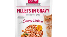 BRIT Care Fillets In Gravy, Somon, plic hrană umedă fără cereale pisici, (în sos), 85g