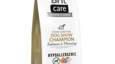 BRIT Care Hypoallergenic Dog Show Champion, XS-XL, Somon și Hering, hrană uscată monoproteică câini, sistem imunitar & alergii, 12kg