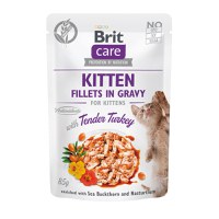 BRIT Care Kitten Fillets In Gravy, Curcan, plic hrană umedă fără cereale pisici junior, (în sos), 85g - 1