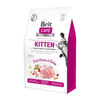 BRIT Care Kitten Healthy Growth & Development, Pui și Curcan, hrană uscată fără cereale pisici junior, 400g - 1