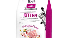 BRIT Care Kitten Healthy Growth & Development, Pui și Curcan, hrană uscată fără cereale pisici junior, 400g