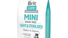 BRIT Care Mini Light & Sterilised, XS-S, Iepure, hrană uscată fără cereale câini sterilizați, 2Kg