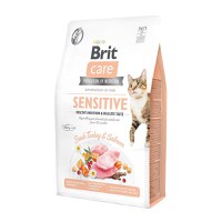 BRIT Care Sensitive Healthy Digestion & Delicate Taste, Curcan și Somon, hrană uscată fără cereale pisici, sensibilități digestive, 400g - 1