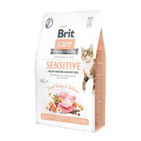 BRIT Care Sensitive Healthy Digestion & Delicate Taste, Curcan și Somon, hrană uscată fără cereale pisici, sensibilități digestive, 7kg - 1