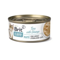 BRIT Care Sterilized Pate, Ton și Creveți, conservă hrană umedă conținut redus cereale pisici sterilizate, (pate), 70g - 1