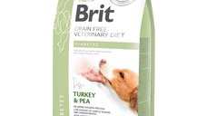 BRIT GF Veterinary Diet Diabetes, Curcan cu Mazăre, dietă veterinară câini, hrană uscată fără cereale, afecțiuni metabolice (diabet), 2kg