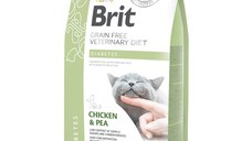 BRIT GF Veterinary Diet Diabetes, Pui cu Mazăre, dietă veterinară pisici, hrană uscată fără cereale, afecțiuni metabolice (diabet), 2kg