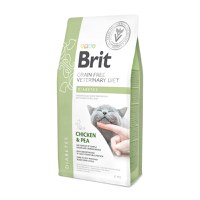 BRIT GF Veterinary Diet Diabetes, Pui cu Mazăre, dietă veterinară pisici, hrană uscată fără cereale, afecțiuni metabolice (diabet), 5kg - 1