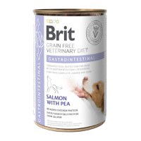 BRIT GF Veterinary Diet Gastrointestinal, Somon cu Mazăre, dietă veterinară câini, conservă hrană umedă fără cereale, afecțiuni digestive, 400g - 1