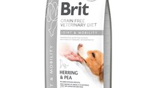 BRIT GF Veterinary Diet Joint & Mobility, Hering cu Mazăre, dietă veterinară câini, hrană uscată fără cereale, afecțiuni articulare, 12kg