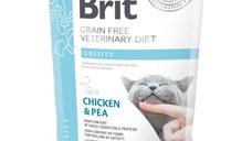 BRIT GF Veterinary Diet Obesity, Pui cu Mazăre, dietă veterinară pisici, hrană uscată fără cereale, afecțiuni metabolice (obezitate), 400g