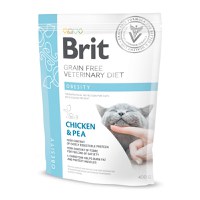 BRIT GF Veterinary Diet Obesity, Pui cu Mazăre, dietă veterinară pisici, hrană uscată fără cereale, afecțiuni metabolice (obezitate), 400g - 1