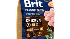 BRIT Premium By Nature Adult Medium Breed, M, Pui, hrană uscată câini, 3kg