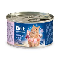 BRIT Premium By Nature, Curcan și Ficat, conservă hrană umedă fără cereale pisici, (pate), 200g - 1