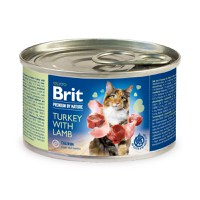 BRIT Premium By Nature, Curcan și Miel, conservă hrană umedă fără cereale pisici, (pate), 200g - 1