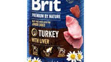 BRIT Premium By Nature Junior, Curcan și Ficat, conservă hrană umedă fără cereale câini, (pate), 400g