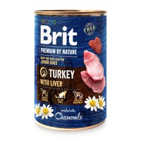 BRIT Premium By Nature Junior, Curcan și Ficat, conservă hrană umedă fără cereale câini, (pate), 400g - 1