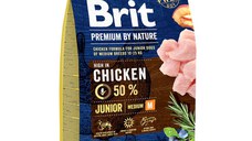 BRIT Premium By Nature Junior Medium Breed, M, Pui, hrană uscată câini junior, 3kg