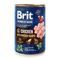 BRIT Premium By Nature, Pui și Inimi, conservă hrană umedă fără cereale câini, (pate), 400g - 1